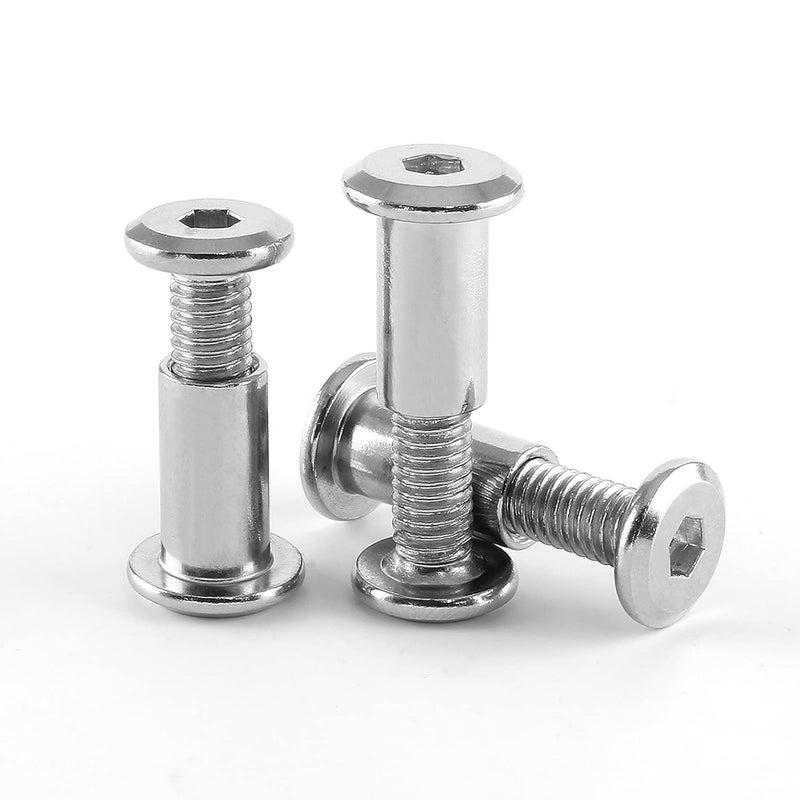 Jersvimc 10 Pair(20 Piece) M6x20mm Hex Drive Socket Cap Bolt with Allen Wrench, Silver Furniture Connector Bolts M6 Countersunk Screw Barrel Nuts Binding Screws for Crib Replacement Belt Cabinet - Image 4